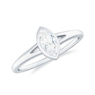 Bezel Set Marquise Cut Moissanite Solitaire Promise Ring in Spilt Shank Moissanite - ( D-VS1 ) - Color and Clarity - Rosec Jewels