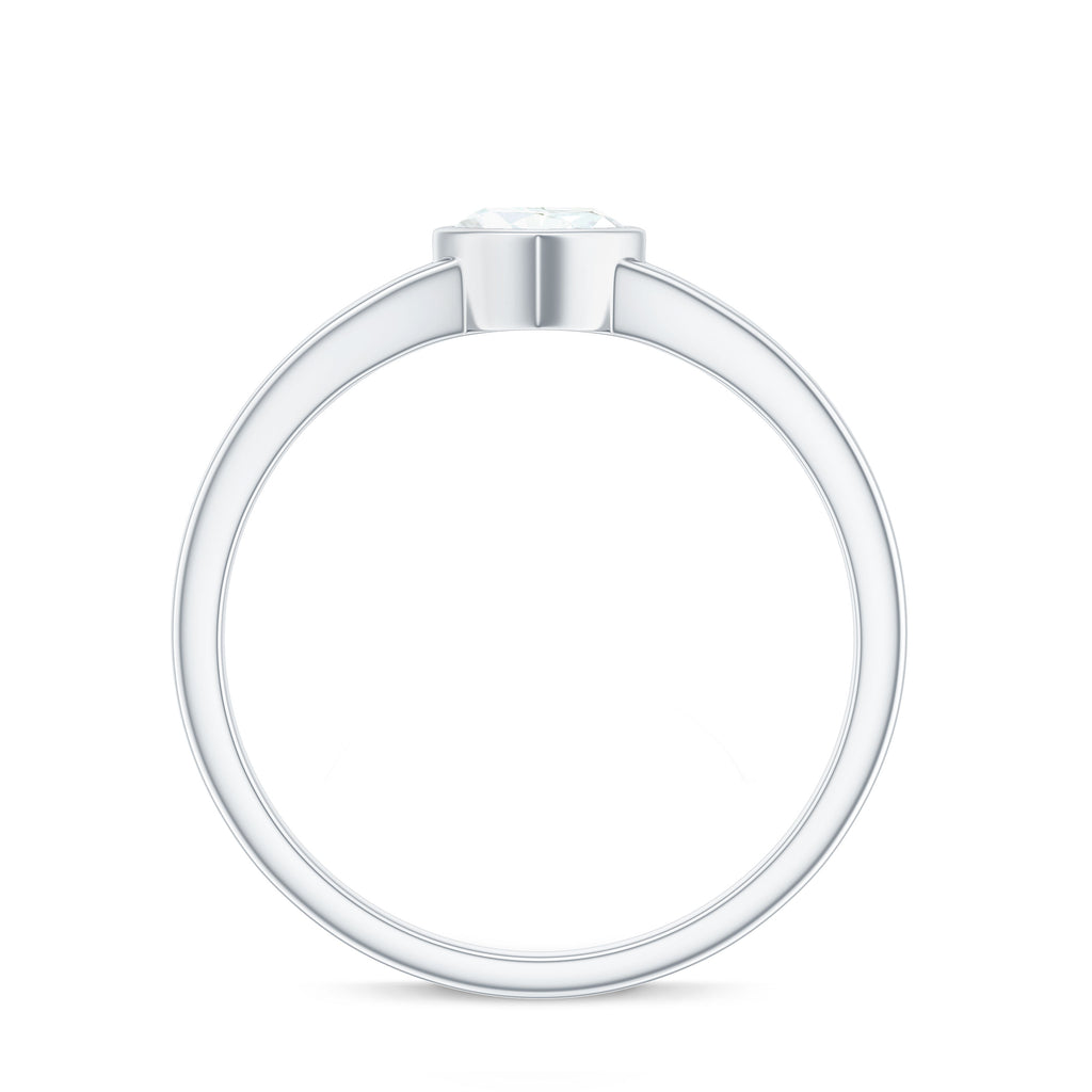 Bezel Set Heart Shape Moissanite Solitaire Promise Ring in Spilt Shank Moissanite - ( D-VS1 ) - Color and Clarity - Rosec Jewels