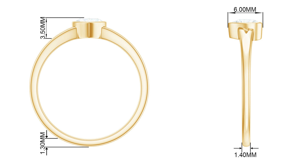 Bezel Set Heart Shape Moissanite Solitaire Promise Ring in Spilt Shank Moissanite - ( D-VS1 ) - Color and Clarity - Rosec Jewels