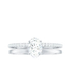Oval Cut Solitaire Moissanite Double Band Engagement Ring Moissanite - ( D-VS1 ) - Color and Clarity - Rosec Jewels