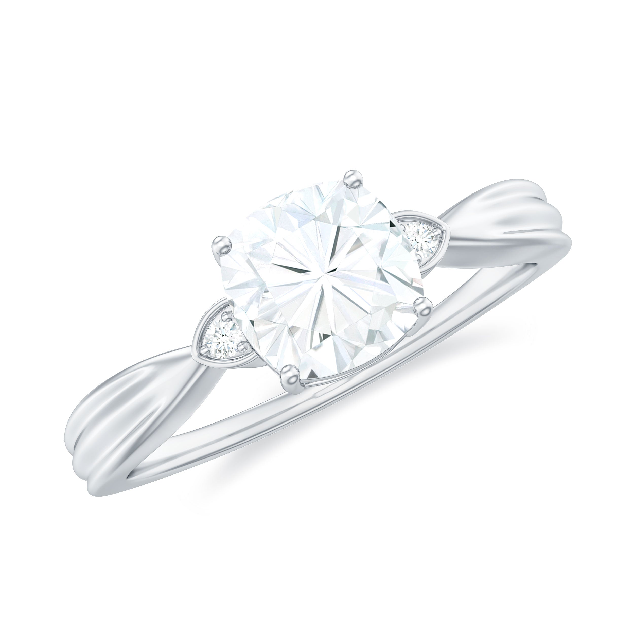 Cushion Moissanite Solitaire Engagement Ring Moissanite - ( D-VS1 ) - Color and Clarity - Rosec Jewels