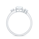 Cushion Cut Moissanite Double Band Promise Ring in Gold Moissanite - ( D-VS1 ) - Color and Clarity - Rosec Jewels