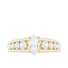 Marquise Cut Moissanite Solitaire Engagement Ring with Side Stones Moissanite - ( D-VS1 ) - Color and Clarity - Rosec Jewels