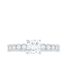 Princess Cut Moissanite Solitaire Ring with Side Stones Moissanite - ( D-VS1 ) - Color and Clarity - Rosec Jewels
