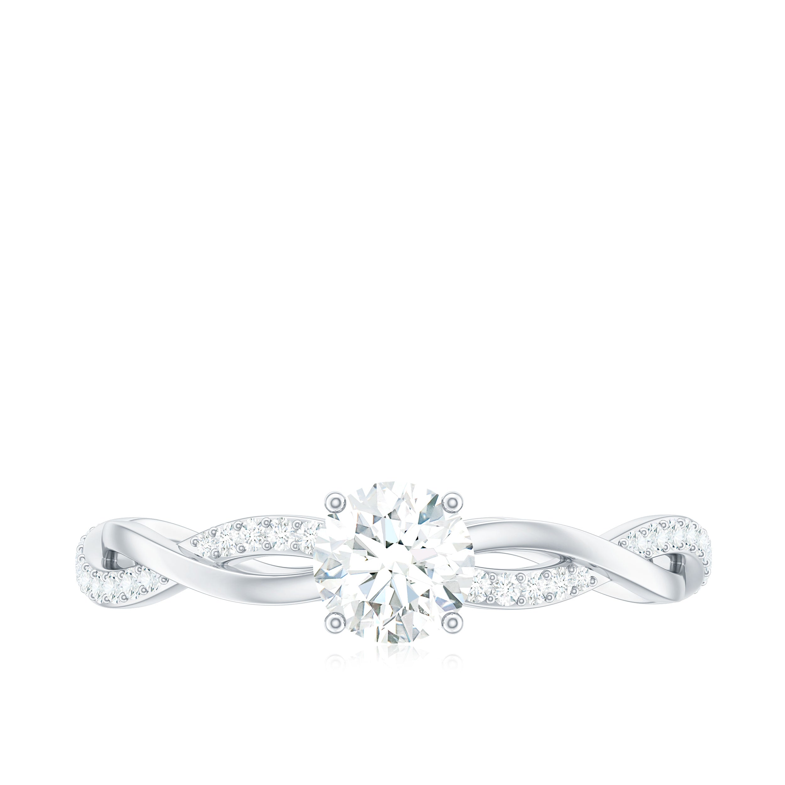 Round Cut Moissanite Solitaire Braided Promise Ring Moissanite - ( D-VS1 ) - Color and Clarity - Rosec Jewels