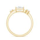 Princess Cut Moissanite Double Band Promise Ring in Gold Moissanite - ( D-VS1 ) - Color and Clarity - Rosec Jewels