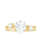 Oval Cut Moissanite Double Band Promise Ring in Gold Moissanite - ( D-VS1 ) - Color and Clarity - Rosec Jewels