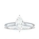Marquise Cut Moissanite Solitaire Ring with Beaded Details Moissanite - ( D-VS1 ) - Color and Clarity - Rosec Jewels