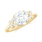 Round Cut Moissanite Solitaire Ring in Spilt Shank Moissanite - ( D-VS1 ) - Color and Clarity - Rosec Jewels
