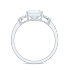 Emerald Cut Moissanite Solitaire Ring in Spilt Shank Moissanite - ( D-VS1 ) - Color and Clarity - Rosec Jewels