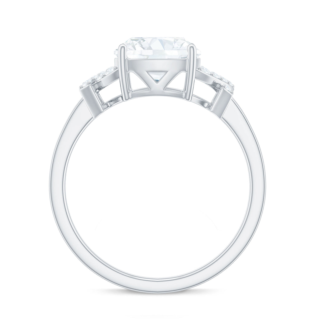 Cushion Cut Moissanite Solitaire Ring in Spilt Shank Moissanite - ( D-VS1 ) - Color and Clarity - Rosec Jewels