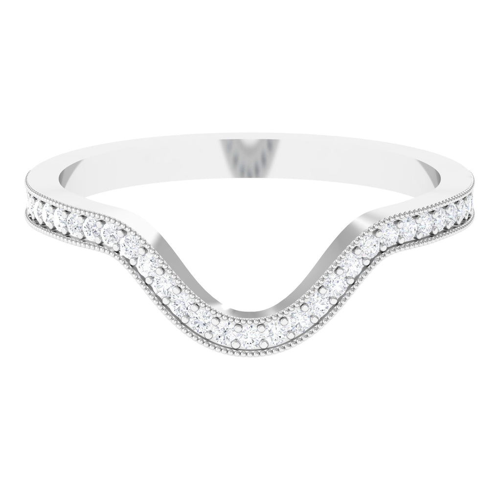 Certified Moissanite Curved Enhancer Band with Gold Beaded Moissanite - ( D-VS1 ) - Color and Clarity - Rosec Jewels
