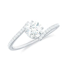Round Cut Moissanite Solitaire Bypass Promise Ring Moissanite - ( D-VS1 ) - Color and Clarity - Rosec Jewels