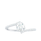 Round Cut Moissanite Solitaire Bypass Promise Ring Moissanite - ( D-VS1 ) - Color and Clarity - Rosec Jewels