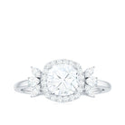 Cushion Cut Moissanite Cluster Halo Engagement Ring Moissanite - ( D-VS1 ) - Color and Clarity - Rosec Jewels