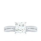 Princess Cut Moissanite Solitaire Engagement Ring Moissanite - ( D-VS1 ) - Color and Clarity - Rosec Jewels