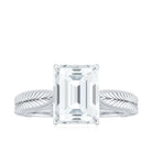 Emerald Cut Moissanite Solitaire Engagement Ring Moissanite - ( D-VS1 ) - Color and Clarity - Rosec Jewels