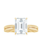 Emerald Cut Moissanite Solitaire Engagement Ring Moissanite - ( D-VS1 ) - Color and Clarity - Rosec Jewels
