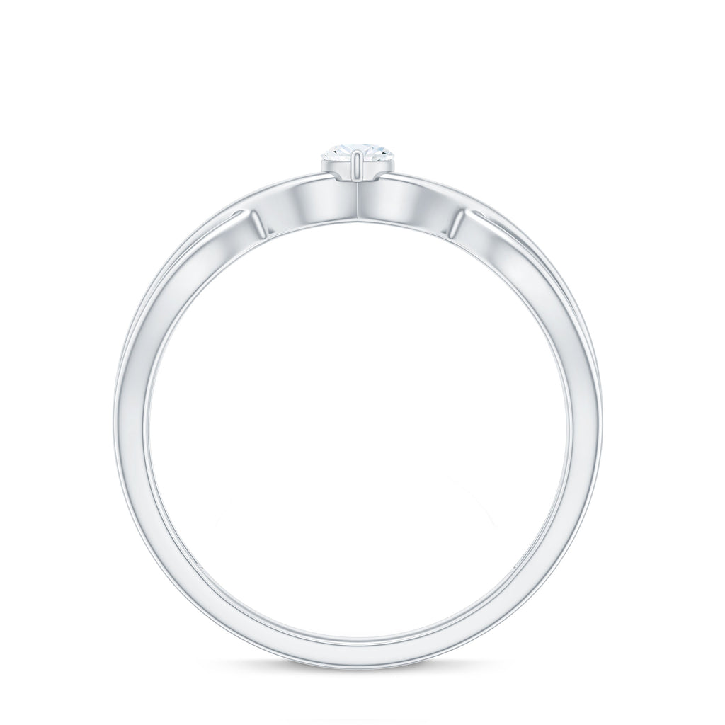Marquise Cut Moissanite Solitaire Crossover Ring in Gold Moissanite - ( D-VS1 ) - Color and Clarity - Rosec Jewels