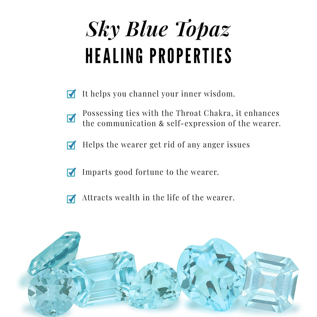 Lotus Basket Set Sky Blue Topaz Solitaire Stud Earrings with Diamond Sky Blue Topaz - ( AAA ) - Quality - Rosec Jewels